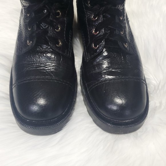 CHANEL Calfskin Pearl Combat Ankle Boots 41.5, Black - Picture 9 of 10